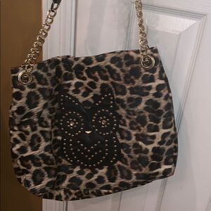 Owl leopard printed handbag